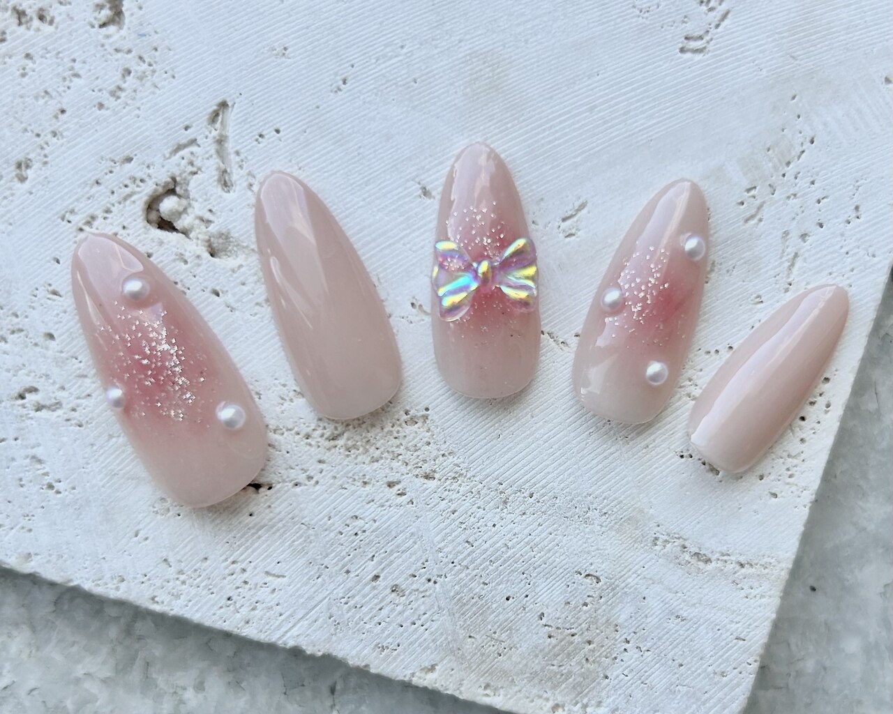 14))フレンチガーリー リボンネイル ウィッシュコアネイル ぷっくりネイル 14))フレンチガーリー リボンネイル ウィッシュコアネイル