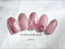 ピンク大理石風ネイル