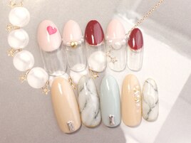 春色ネイル/大理石ネイル