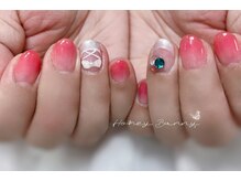 ハニーバニー(HoneyBunny)/大人甘めのリボンネイル