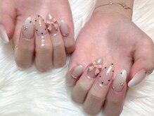 ネイルアウルビューティー(NAIL Aulu'b Beauty)/ribbon×dot