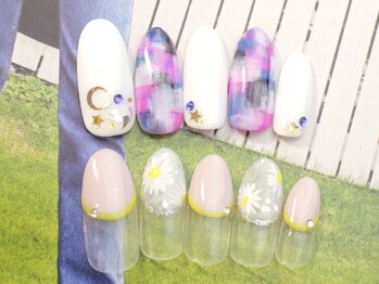 ネイルサロン ティディ(TIDY)/CAT×三日月★デイジーNAIL☆