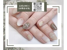 シンプル透け感ブラウンネイル