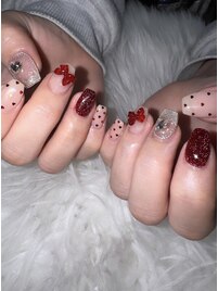 キラキラ/ハートリボンネイル