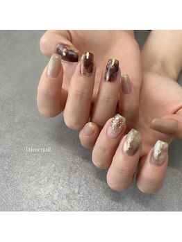 インク、マーブルネイル