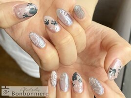カエルと波紋のぷっくりネイル☆