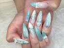 夏のロングネイル/長さだし