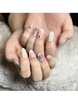 マイオティック ネイル(miotic nail)/チェック&ニットネイル