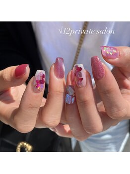 ルート12/持込みデザインピンクネイル