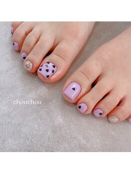 Purple×ハート foot nail