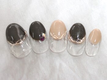 ブラウン×ミラーネイル