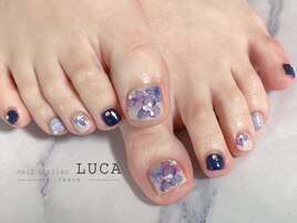 W-228 紫陽花ネイルで梅雨ネイル