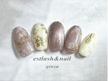 エストラッシュアンドネイル 銀座店(est lash&nail)/イエローミラーフラワーネイル