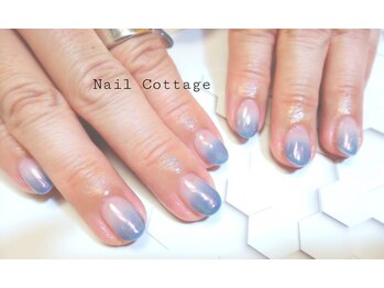 ネイルコテージ(Nail cottage)/くすみブルー&オーロラ