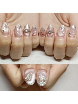 マニエネイル(mani e nail)/深爪矯正卒業後、ART10本ネイル