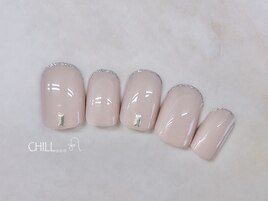 シンプル　グレージュネイル