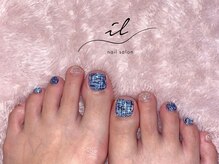 イル 神戸店/ブルー×ツイードネイル