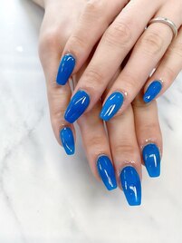 ロング、ブルー、ワンカラー