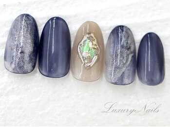 ラグジュアリーネイルズ カワグチ(Luxury Nails Kawaguchi)/ネイビー*もやもやネイル