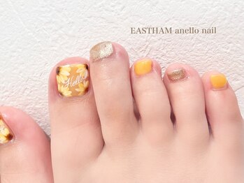 イーストハムアネーロネイル(EAST HAM anello nail)/ひまわりフットネイル¥8800