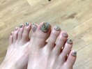 グリーン大理石のフットネイル