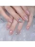 《初回オフ無料》＊韓国nail＊キラキラ2本埋め尽くし＋ワンカラーネイル¥5990