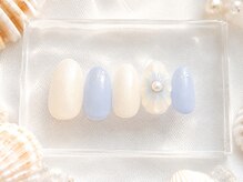桜/大人可愛い爽やかブルー夏ネイル