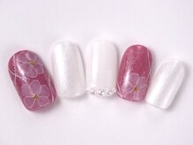 まつげアンドネイル ディアマンローズ(DIAMANT ROSE)/たらしこみ風ネイル6930円