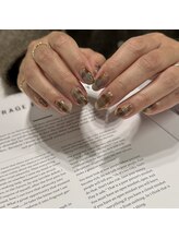 シアン(cyaan)/ニュアンスチェックネイル