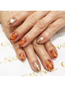 クリスタルネイル ゆめタウン博多店(CRYSTAL NAIL)/べっ甲&ミラーネイル