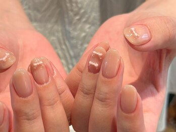 and w/Laque mini/*シンプルミニリボンネイル*