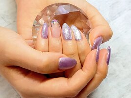夏の押し花ネイル