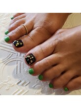 ネイルサロン リスタ(Rista)/猫 アニマル フット 緑