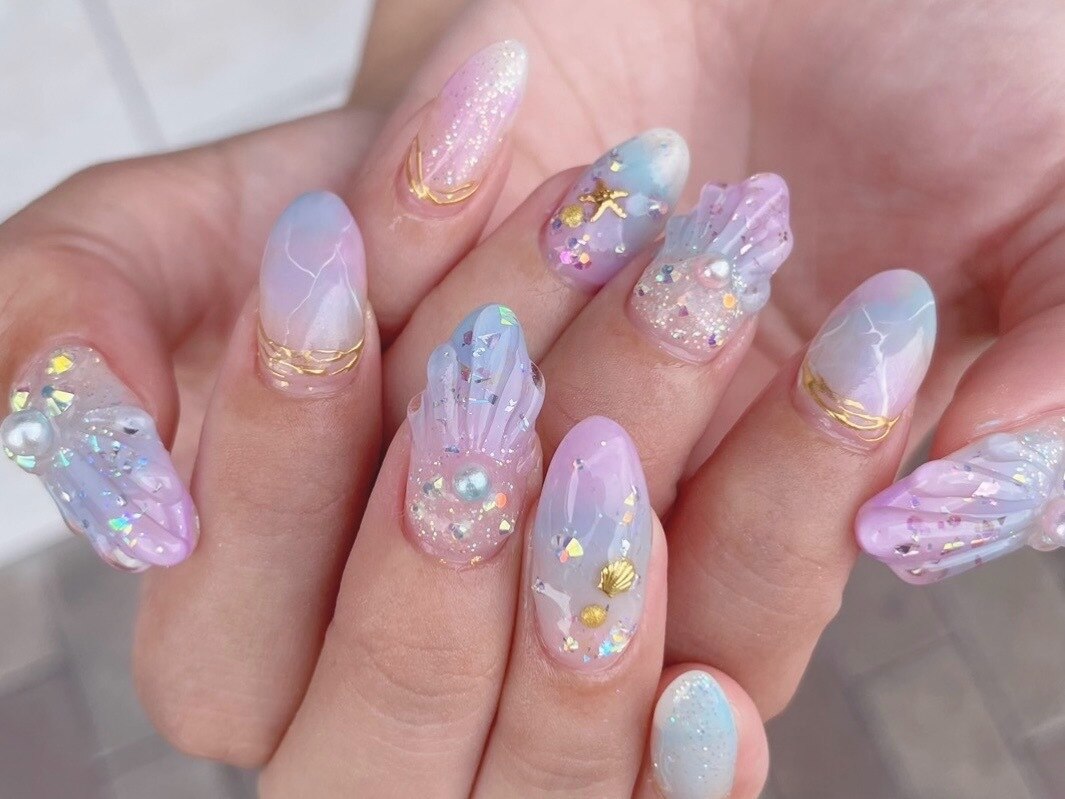 オーダーネイルチップNo.64 夏 海 浜辺ラグーン マグネット 2025年秋