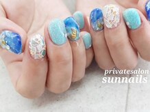 サンネイルズ(sun nails)/6本アート+ストーン追加