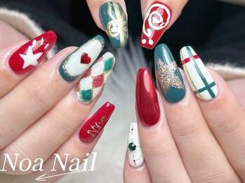 ノア ネイル(Noa Nail)/冬　クリスマスネイル　手書き