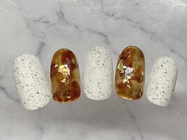 べっこう/秋ネイル/サンドネイル