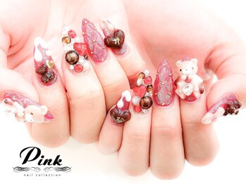 ネイルコレクション ピンク(Nail Collection Pink)/チョコ★3Dくま★キルティング