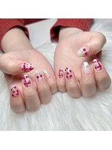 ブルー(Blue)/さくらんぼネイル/春ネイル