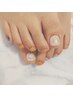 【再来】丁寧な甘皮ケア付き☆持ち込みデザインフットネイル★11000円♪