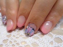アミュリー ネイル アトリエ(Amury nail atelier)/手書きジェルフラワー☆フレンチ