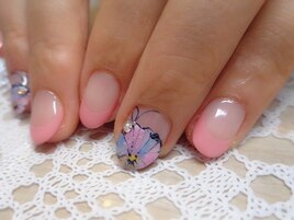 手書きジェルフラワー☆フレンチ