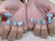 レアネイル 新宿(le'a nail)/水色ピクシーネイル