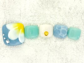 フット★プルメリア★水面ネイル