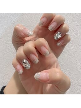 アンダーバーホワイトプラス 南海難波店(_WHITE+)/キラキラネイル