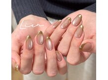 Lien nailsalon【長さだし専門店】パラジェル・フィルイン導入/マグネット+ミラーフレンチ