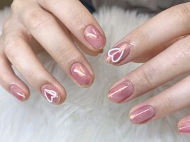 -- ぷっくりハートネイル --