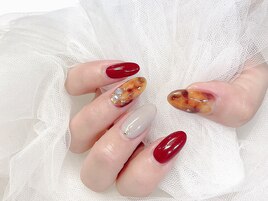定額デザイン　秋ネイル　べっ甲