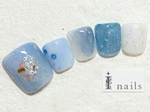 アイネイルズ 新宿店(I nails)/水色ニュアンスフット