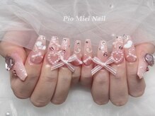 ピオミエルネイル 新宿(pio miel nail)/ちゅるんピンク姫ネイル